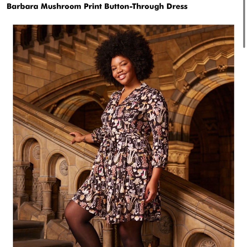NWT - Joanie x Natural History Museum Mushroom Print Wrap Dress